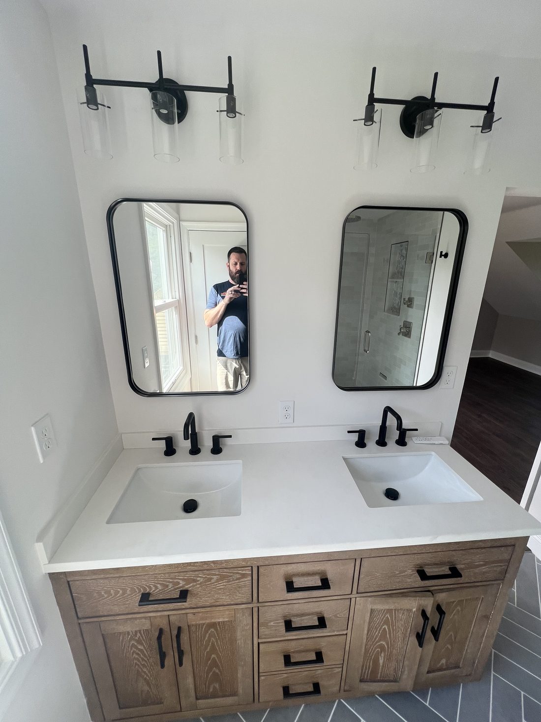Double vanity bathroom remodel with custom cabinetry PA