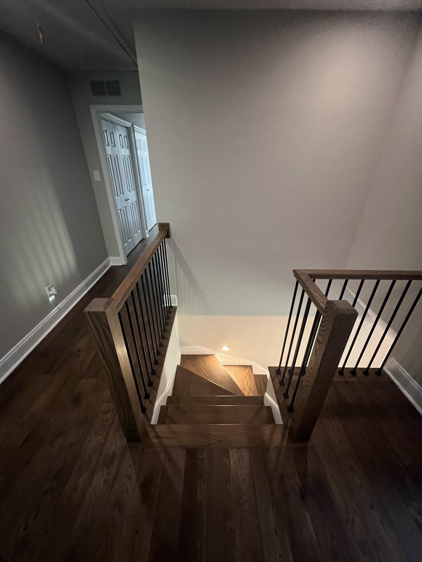 Custom staircase with hardwood and iron railing, West Chester PA